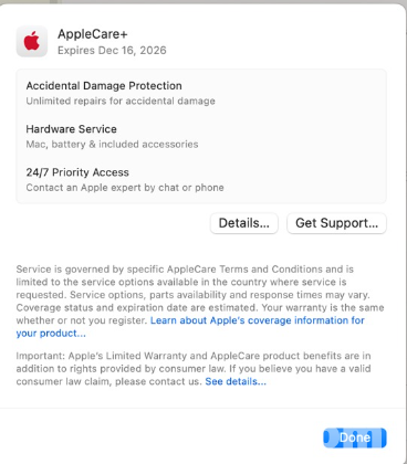 Apple Air M2 chip 15 Inch (AppleCare Exp Dec 16 2026 )